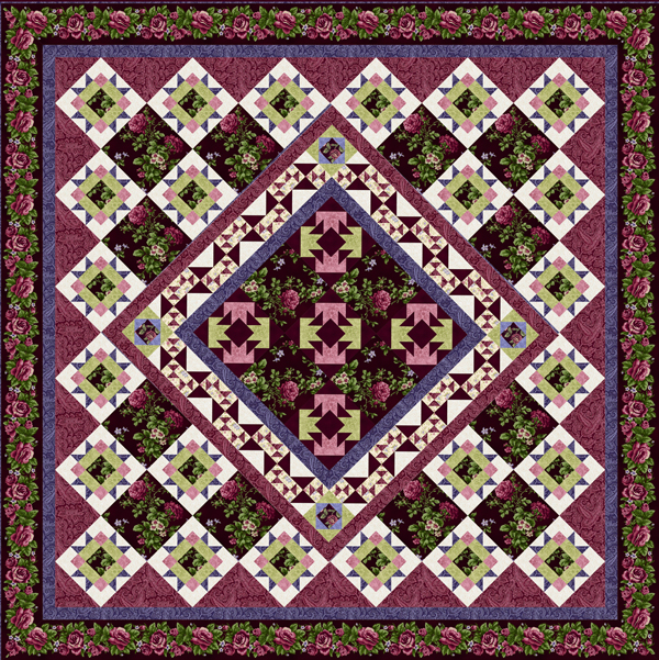 Harlow Garden Song Quilt Top Kit Burgundy